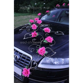 Koristelu hääauto vaaleanpunainen ruusuja