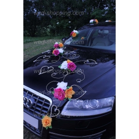 Kunniamerkki hääauto Valkoinen-Oranssi-Burgundy