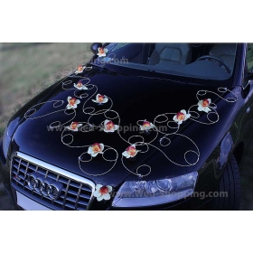 Kunniamerkki hääauto keltainen orkideat