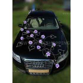 Koristelu hääauto vaalea lila ruusuja