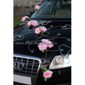 Koristelu hääauto vaaleanpunainen ruusuja