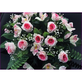 Häät auton kruunu Ruusut ja orkideat - vaaleanpunainen