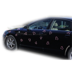 Vaaleanpunainen sydän häät auto