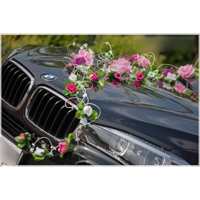 Häät Kukat Auton koristelu Häät vaaleanpunainen valkoinen