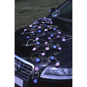 Kunniamerkki hääauto violetti-sininen koiranputkea