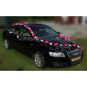 Häät auton sisustus kit - vaaleanpunainen daalioiden ja valkoiset orkideat