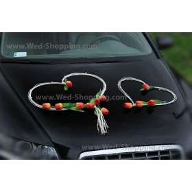 Kunniamerkki häät auto kelta-oranssi tulppaanit kunstbloemen