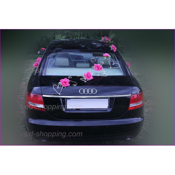 Koristelu hääauto vaaleanpunainen ruusuja