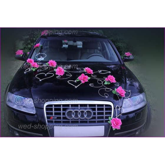 Koristelu hääauto vaaleanpunainen ruusuja