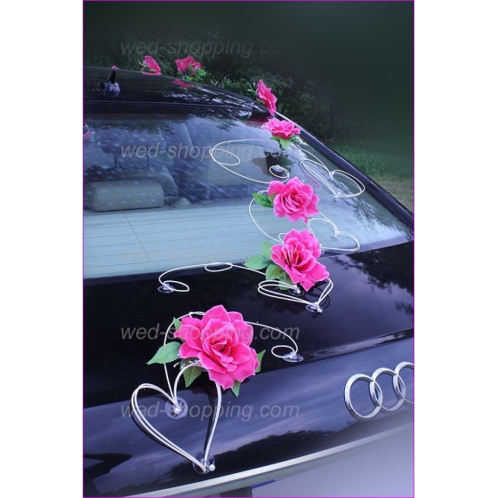 Koristelu hääauto vaaleanpunainen ruusuja