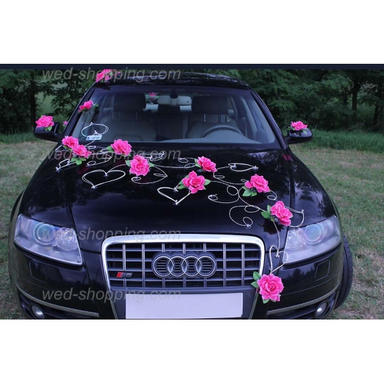 Koristelu hääauto vaaleanpunainen ruusuja