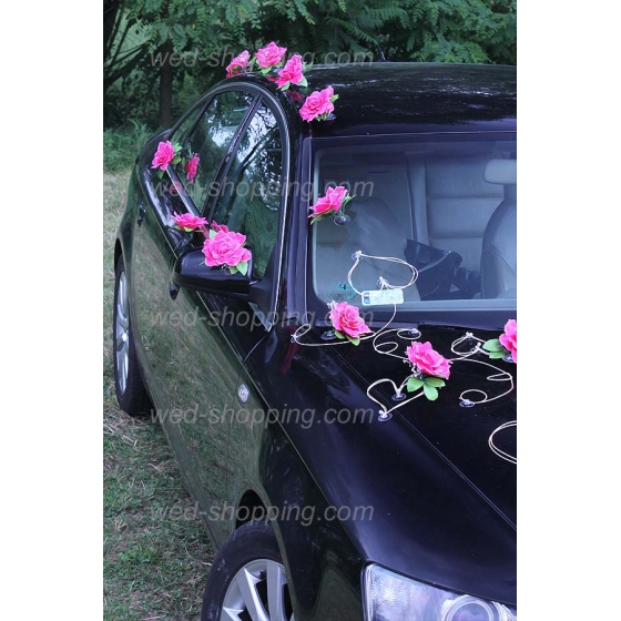 Koristelu hääauto vaaleanpunainen ruusuja