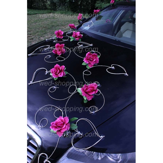 Hääauton koristelu Bourgogne ruusut