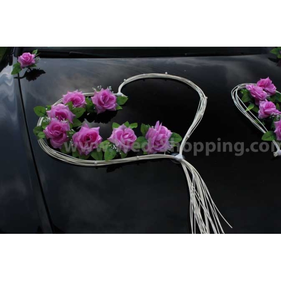 Kunniamerkki häät auto mauve ruusut