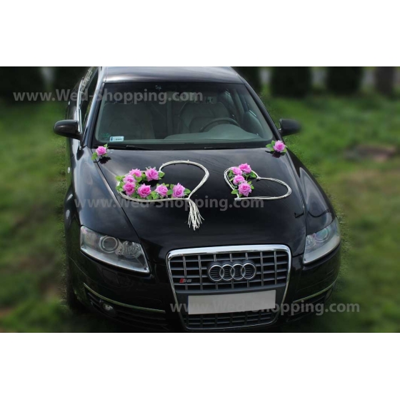 Kunniamerkki häät auto mauve ruusut