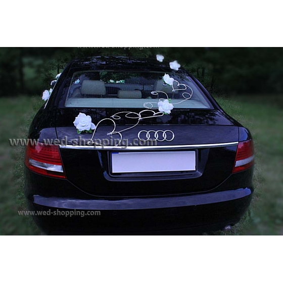 Koristelu hääauto Valkoiset ruusut ja sydän