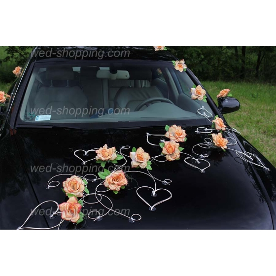 Koristelu hääauto SALMON ruusut ja sydän