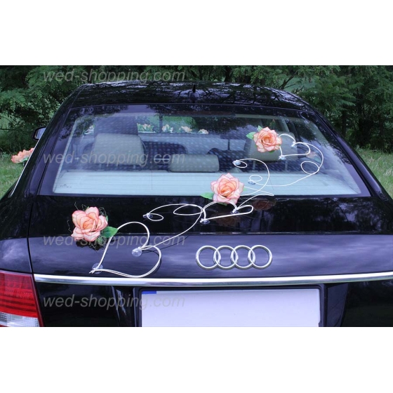 Koristelu hääauto SALMON ruusut ja sydän