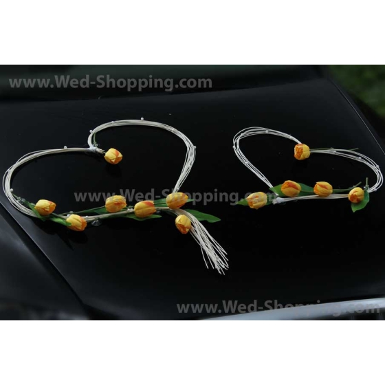 Kunniamerkki häät auto keltainen tulppaanit kunstbloemen