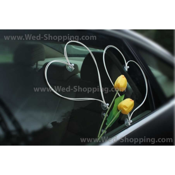 Kunniamerkki häät auto keltainen tulppaanit kunstbloemen