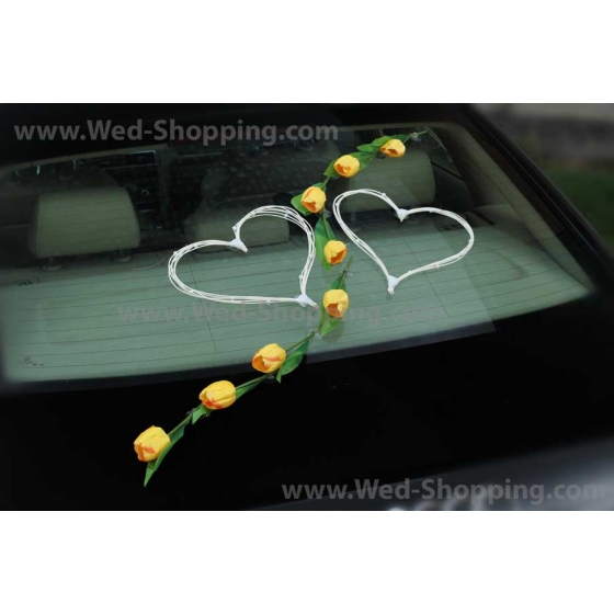 Kunniamerkki häät auto keltainen tulppaanit kunstbloemen