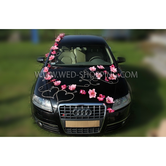 Häät auton sisustus kit - vaaleanpunainen daalioiden ja orkideat