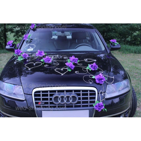 Koristelu hääauto violetti ruusuja