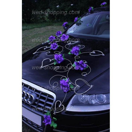 Koristelu hääauto violetti ruusuja