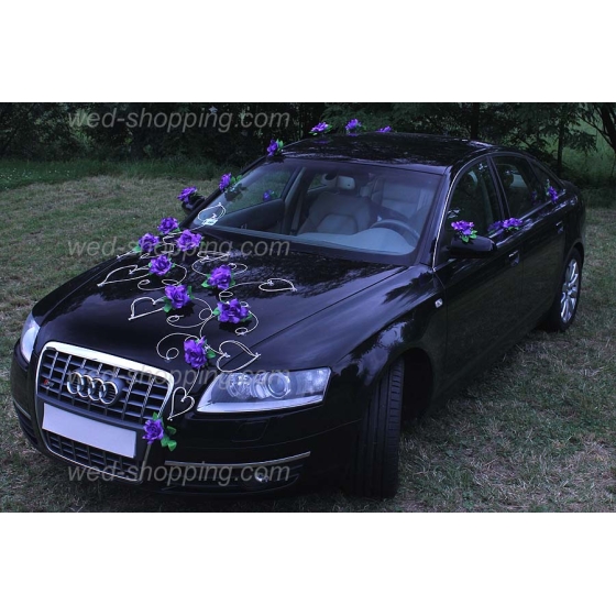Koristelu hääauto violetti ruusuja