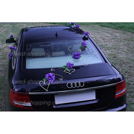 Koristelu hääauto violetti ruusuja