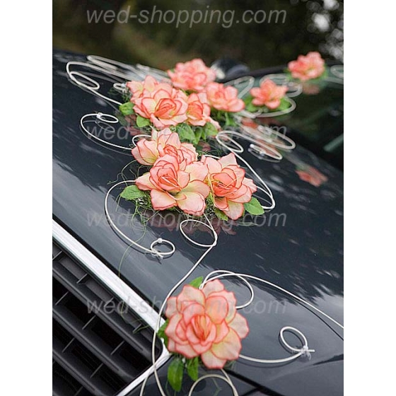 Kunniamerkki hääauto Oranssit kukat