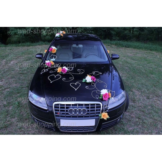 Kunniamerkki hääauto Valkoinen-Oranssi-Burgundy