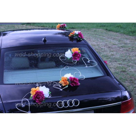 Kunniamerkki hääauto Valkoinen-Oranssi-Burgundy