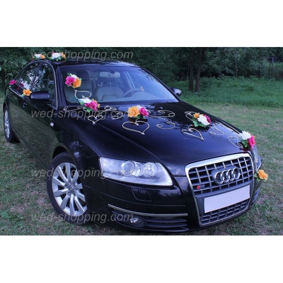 Kunniamerkki hääauto Valkoinen-Oranssi-Burgundy