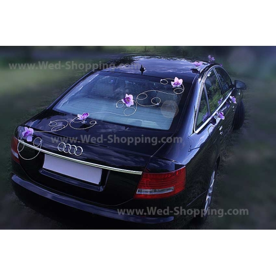 Kunniamerkki hääauto liila orkideat