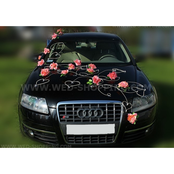 Koristelu hääauto koralli ruusuja