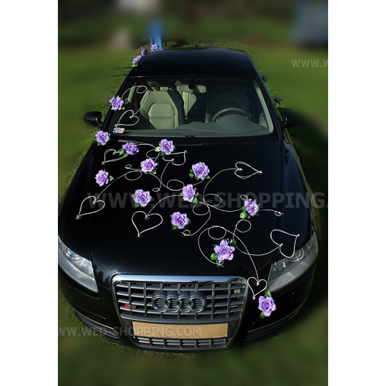 Koristelu hääauto vaalea lila ruusuja