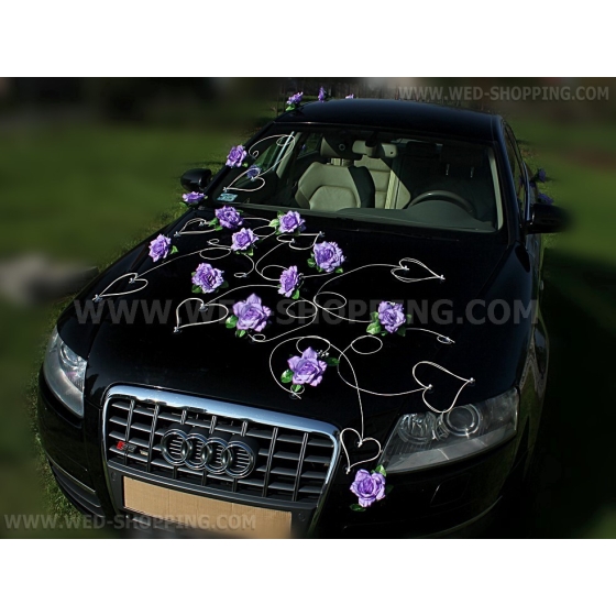 Koristelu hääauto vaalea lila ruusuja