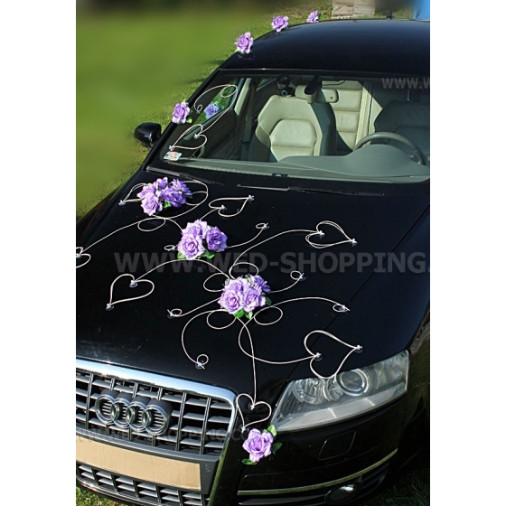 Koristelu hääauto vaalea lila ruusuja