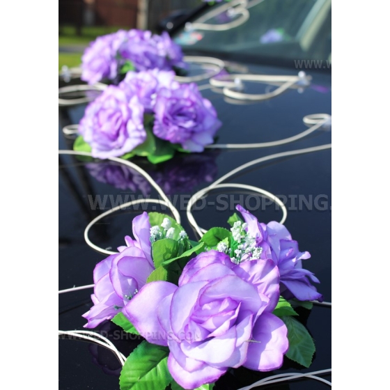 Koristelu hääauto vaalea lila ruusuja