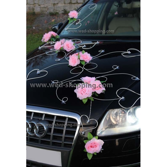 Koristelu hääauto vaaleanpunainen ruusuja