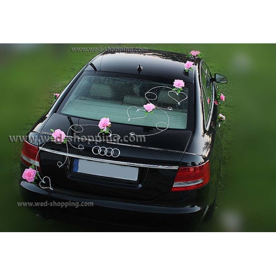 Koristelu hääauto vaaleanpunainen ruusuja