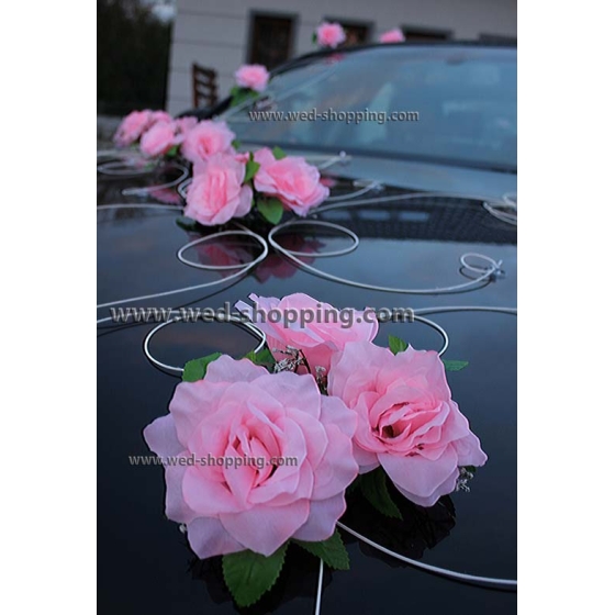 Koristelu hääauto vaaleanpunainen ruusuja