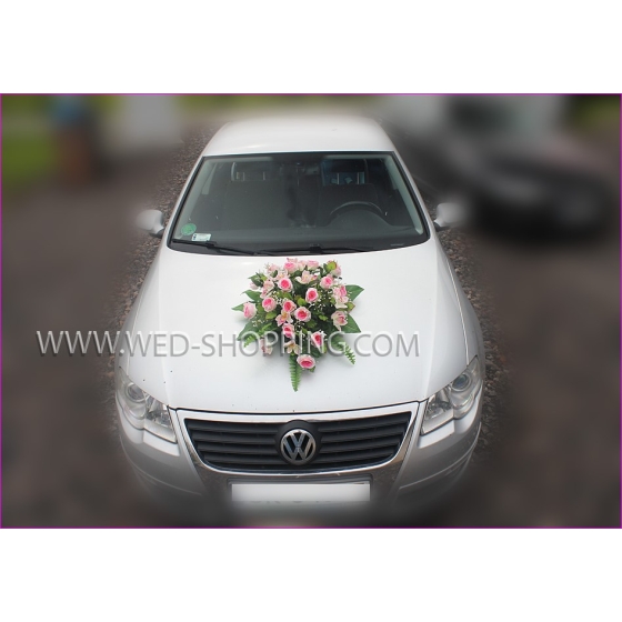Häät auton kruunu Ruusut ja orkideat - vaaleanpunainen