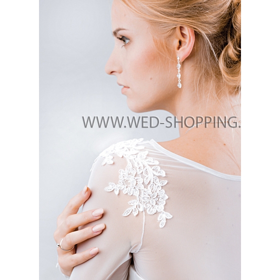 Morsiamen bolero venyvä tylli yläosa pitkät hihat