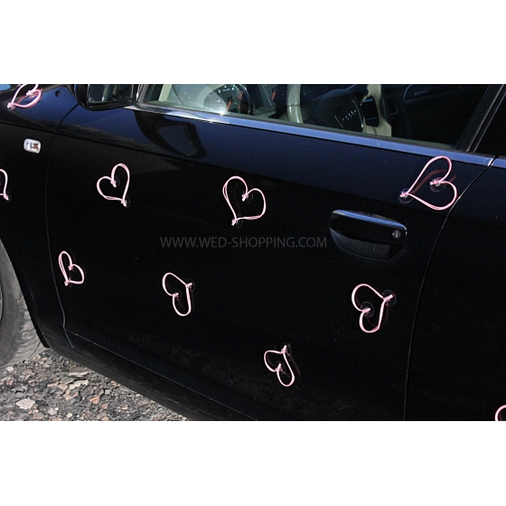 Vaaleanpunainen sydän häät auto