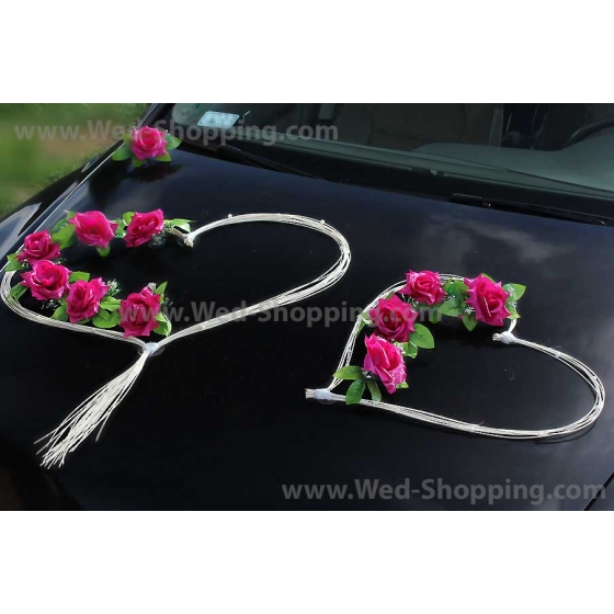 Kunniamerkki häät auto tumma pinkki ruusut