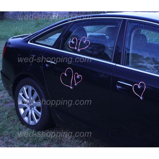 Vaaleanpunainen sydän häät auto