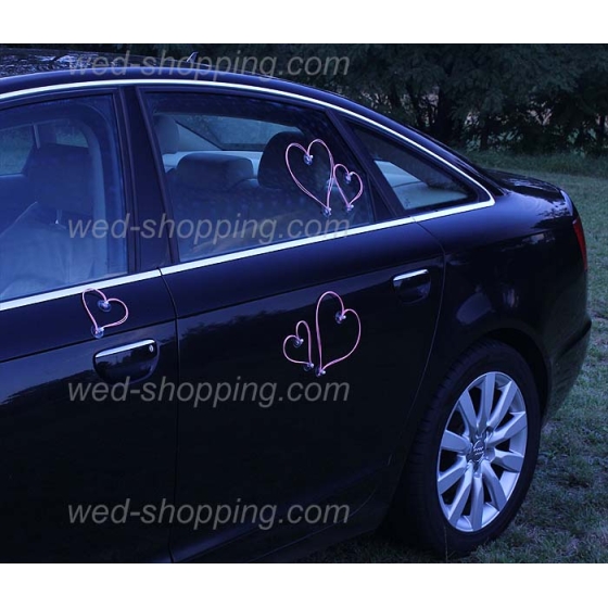 Vaaleanpunainen sydän häät auto