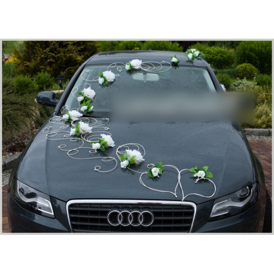 Häät auton koristelusarja Valkoiset ruusut Venice